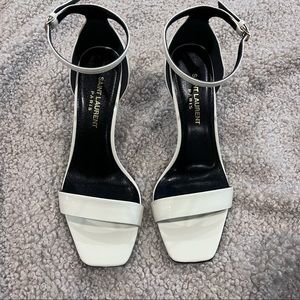 Saint Laurent YSL Amber Sandals in Ivory